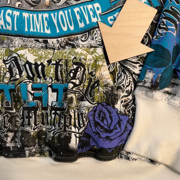 True Love False Idols Fullprint Hoodie Sweatshirt VTG Y2K Snake Rose Unisex 2XL - Picture 6 of 11